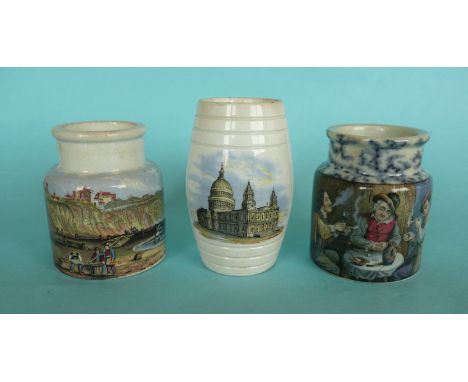 Pegwell Bay (69) and St Paul’s (94) both cracked and The Smokers (93) restored (3) # prattware, potlid(s), pot lid(s)