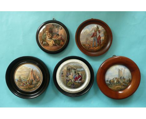 Examining the Nets (54) Landing the Catch (55) The Fishbarrow (58) and two others both chipped, each framed (5)# prattware, p