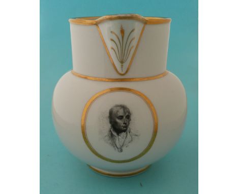 Nelson in Memoriam: a rare and particularly fine gilt decorated porcelain jug by Barr Flight & Barr printed en-grisaille with