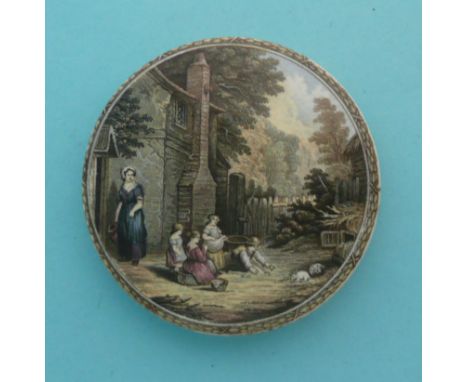 Pet Rabbits (234) chip to bullnose at eight o’clock # prattware, potlid(s), pot lid(s)
