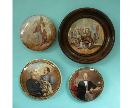 Dr Johnson (175) framed Allied Generals (168) flange restored and two others (4) # prattware, potlid(s), pot lid(s)