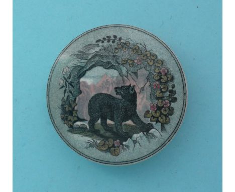 Bear in a Cave (21) 73mm, with base (2) # prattware, potlid(s), pot lid(s), bears grease