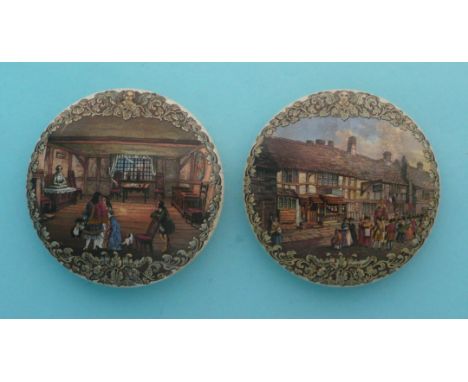 Shakespeare’s Birthplace, Exterior (226) and Interior (227) both with leaf and scroll decoration, both 101mm (2) # prattware,