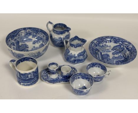 A collection of Spode Italian pattern blue and white ware to include a mug, fruit bowl, sercing dish,&nbsp; egg cup etc eight