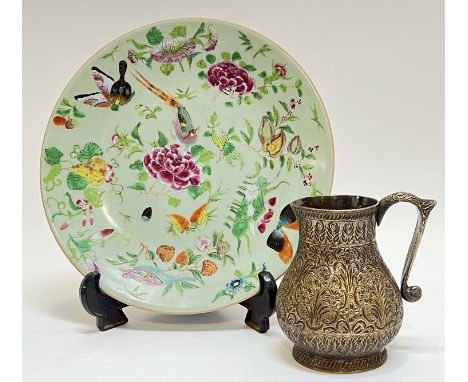 A Qing Dynasty Chinese famille rose&nbsp;porcelain dish decorated in polychrome enamels with exotic birds and flowers against