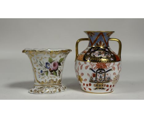 A Spode china two handed vase of baluster form decorated in Imari pallete no signs of damage or chips H x 17.5cm and a contin