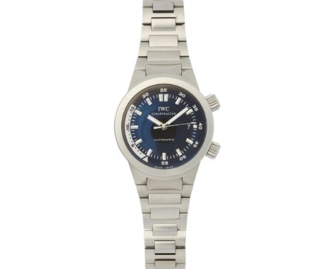 A gentleman's stainless steel wrist watch, IWCAquatimer, black dial, second rotary omni-directional inner dial, sweep second 
