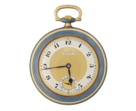 An enamelled pocket watch, retailed by Cooke and Kelvey, Calcuttacirca 1920s, the bezel with white enamel line and guilloché 
