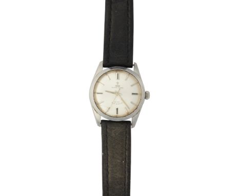 A gentleman's stainless steel cased wrist watch, TudorOyster Prince, brushed silvered dial, baton indicators, sweep second ha