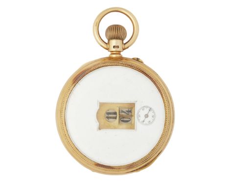An 18ct gold cased 'digital' pocket watchBirmingham 1885, case maker JW, open faced with white enamel dial, subsidiary small 