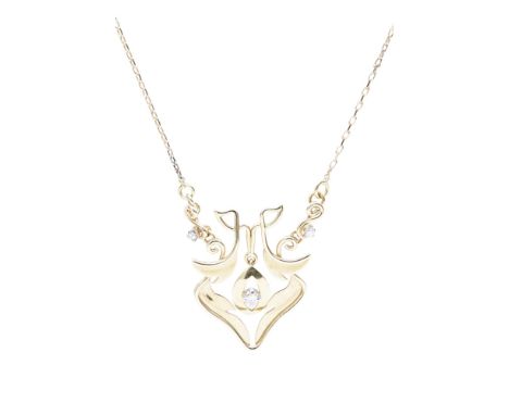 An 18ct gold bespoke diamond set pendant, Margot Gardinerof tapered scrolling design with a central diamond set pendant, flan
