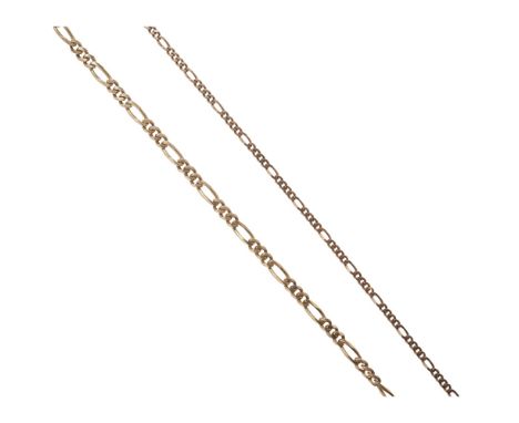 A 9ct gold chaincomposed of flattened curb links; together with another longer example (2)Gross weight: 39g