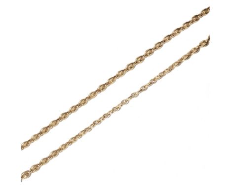 A 9ct gold fancy link necklacecomposed of a single strand of oval linksLength: 94cm, gross weight: 41g