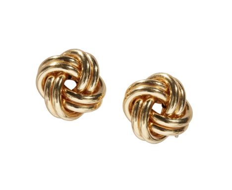 A pair of 18ct gold earringsof knotted design, to post and butterfly fittingsWidth: 20mm