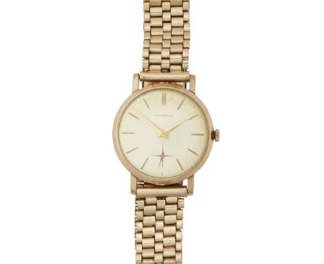 A gentleman's gold cased wrist watch, retailed by Mappinmid-20th century, champagne dial, baton indicators, subsidiary second