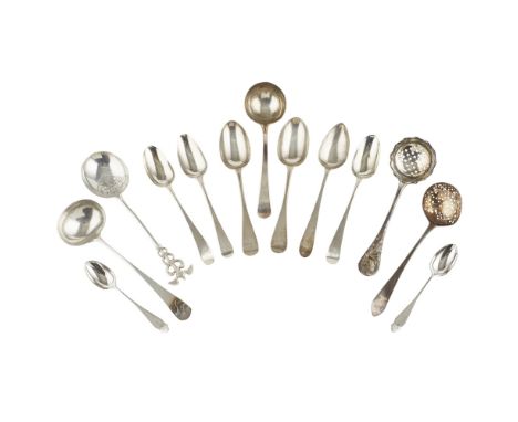 A collection of 18th and 19th century flatware including some Scottish provincialvarious makers and marks; eleven various lad