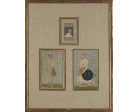 Three portraits of the Mughal Emperor Aurangzeb (1658-1707), Mughal India, circa 1700, opaque pigments on paper heightened wi