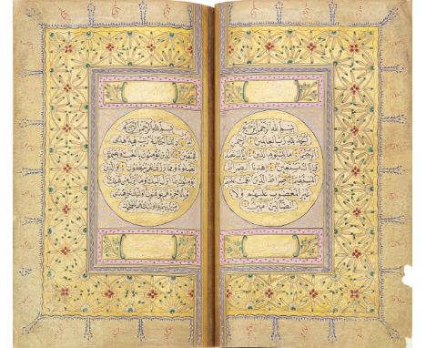 An Ottoman qur'an signed by the calligrapher Hafiz ‘Ali al-Wasfi, student of al-Hajj Abu Bakr Rashid, dated 1282 AH (1865-66A