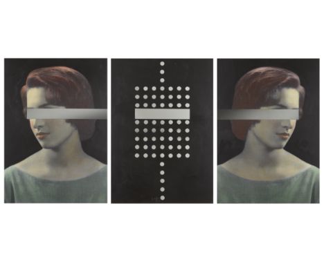 Samira Alikhanzadeh (Iranian, b. 1967)#4 From the Passage of Time Seriestriptych, acrylic and mirror on printed boardedition 