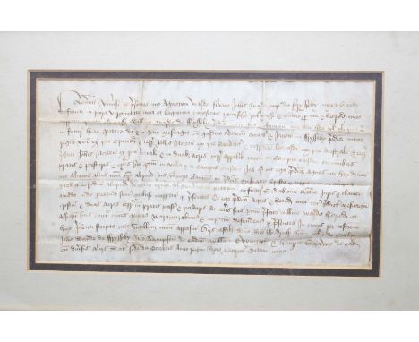 A manuscript Tudor quitclaim charter from the reign of Henry VIII. Agnes Warde, daughter of John Warde, deceased, giving up l