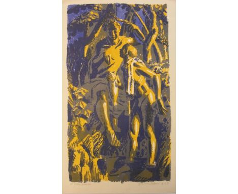 Hans Feibusch (German, 1898-1998). Tobias and the Angel, signed & dated l.r., 4 September 1985, inscribed for Walter Strachan
