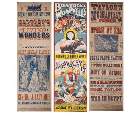 Late-Victorian Circus &amp; "Freak Show" Posters. "Bostock &amp; Wombwell's Monster Combined Shows - Menagerie", colour litho
