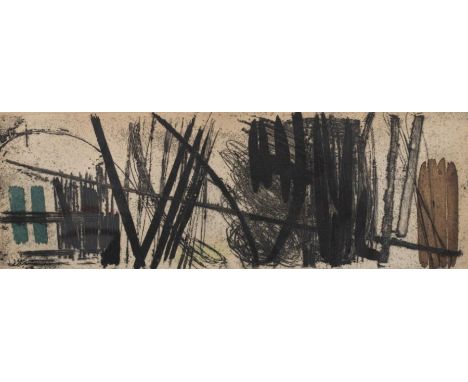 Hans Hartung (German-French, 1904-1989). Gravure 3, abstract composition, signed l.r., etching, [1953], 98mm by 282mm, framed