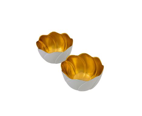 MEISSEN Paar Seerosenschälchen, 1. Wahl, 21. Jh. Relief Seerosenschälchen Poliergold, Entwurf von Bärbel Thoelke, H. ca. 6 cm