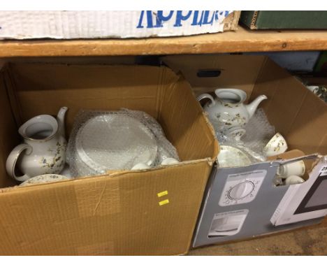 A shelf of assorted, to include a Royal Doulton ‘Mandalay’ dinner and tea service