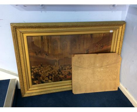 A large print of the House of Lords, 1883, with key, 55cm x 94cm
