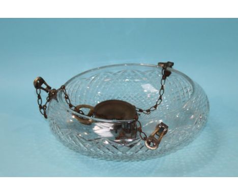 A cut glass clear circular ceiling light pendant, 36cm diameter