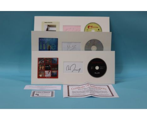 Autographs; Roxy Music-Bryan Ferry, Simply Red-Mick Hucknall, Dire Straits-Mark Knopfler (3)