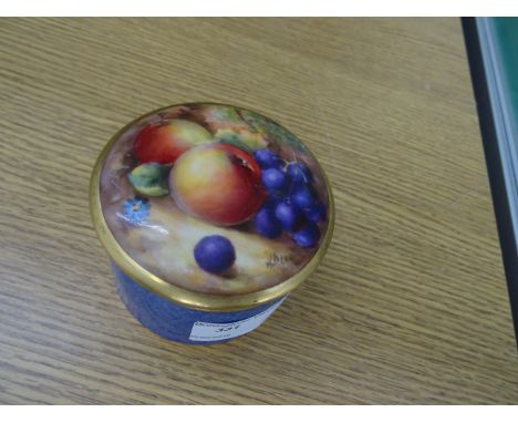 A Royal Worcester lidded pot with fruit decoration, signed 'W Beer'