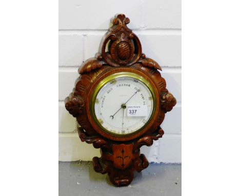 A Lowden of Dundee oak cased wall barometer