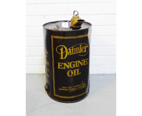 A vintage Daimler engine oil can