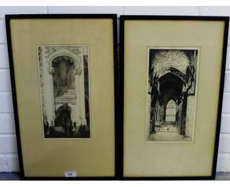 'To the Glory of God in Memory of the Scot's who fell, Great War Memorial, engraved print, together with another of a Church 