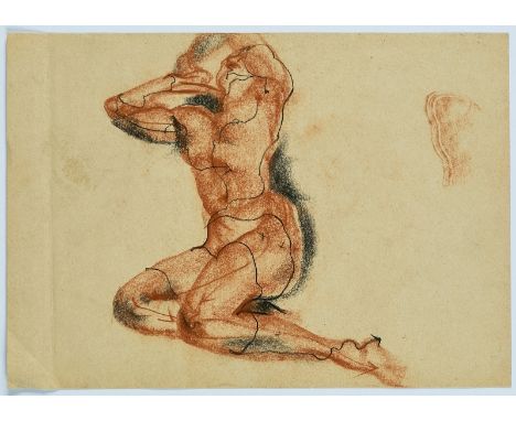 Rötelzeichnung mit KohleReinhold Ewald 1890 Hanau - 1974 Hanau "Liegender Frauenakt" verso m. d. Signaturstempel "R. Ewald" 2