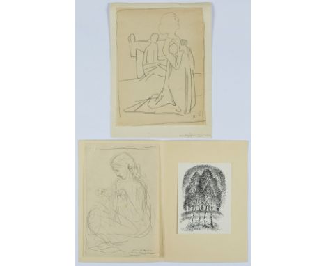 2 Bleistiftskizzen Heinrich Vogeler1872 Bremen - 1942 Budjonny "Figurenstudien" eine u. re. monogr. H.V 22,7 x 15,1 cm u. 23,