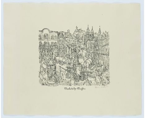 Lithographie Wilhelm Schnarrenberger1892 Buchen - 1966 Karlsruhe "Merkwürdige Maschine" 1921 u. re. sign. u. dat. Schnarrenbe