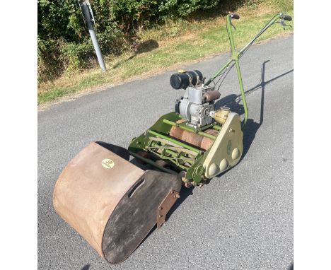 Vintage JP Super Mark 5 petrol lawn mower with Villiers engine and grass box 