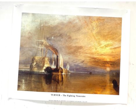 Turner the fighting Temeraire print, approximate measurements of print: Width 20 inches, Height 16 inches 