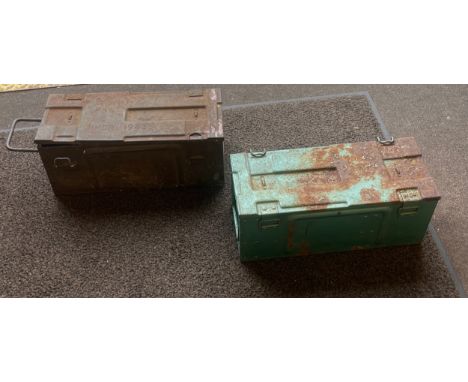 Two metal ammunition boxes 