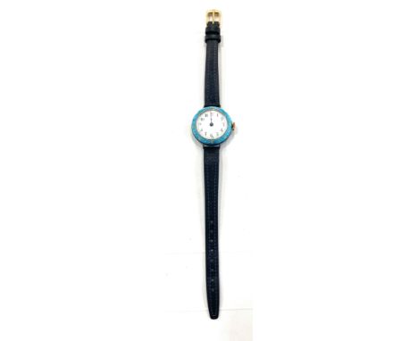Vintage silver and enamel ladies wrist watch, untested 