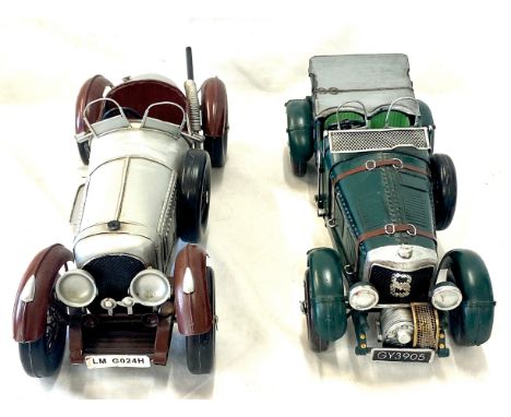 2 Vintage tin Bugatti model cars, approximate length of each vehicle is 14 inches 