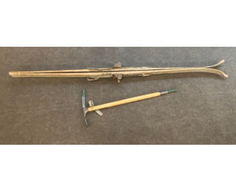 1940s Langlauf skis and walking ice axe 