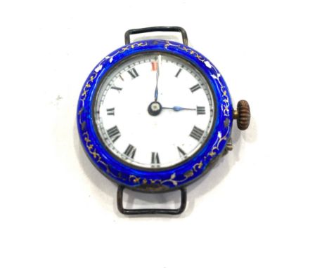 Vintage silver and enamel ladies wrist watch, untested 