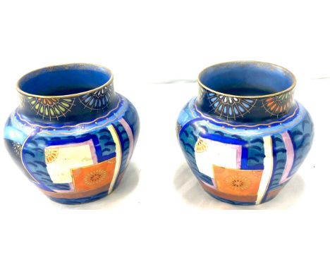 Pair vintage Carltonware Geometric squat vases, overall good condition, approximate height 4 inches 