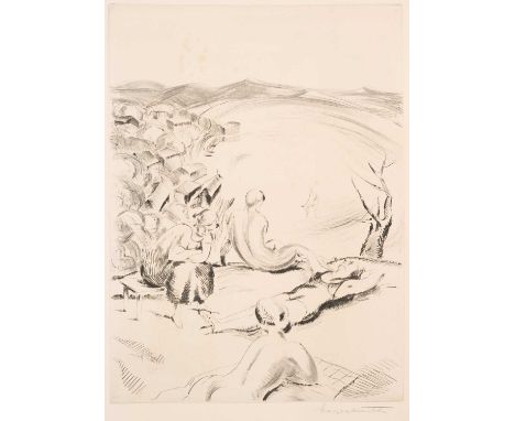 GEORGE MAYER-MARTON (HUNGARIAN 1897-1960) ⊕ THE DAY TRIPPERSsigned GMayermarton lower rightetching on paper32 x 23.5cm; 12 1/