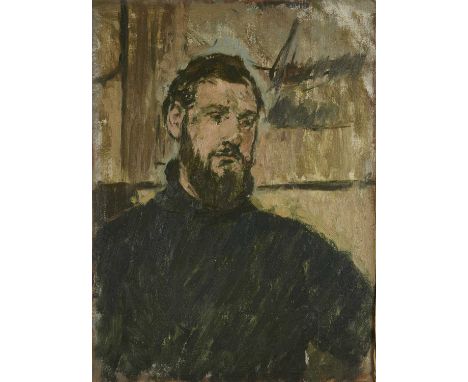 MARGARET GREEN (BRITISH 1925-2003) ⊕ PORTRAIT OF LIONEL BULMERoil on the artist's prepared muslin-covered board40.5 x 30cm; 1