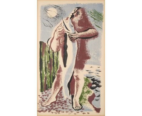 HANS FEIBUSCH (GERMAN-BRITISH 1898-1998) ⊕ THE FISHERMANsigned with initals lower rightcoloured lithograph45 x 26.5cm; 17 3/4